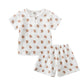 Cotton And Linen Short Sleeve Shorts Suit Round Neck Cartoon Printing