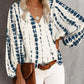 Casual Shirt Printed Lantern Sleeve Top