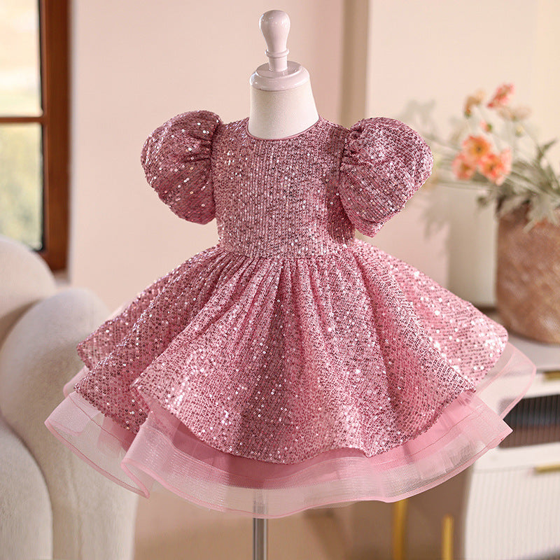 Girls Dress Sequined Short Puffy Tulle Skirt