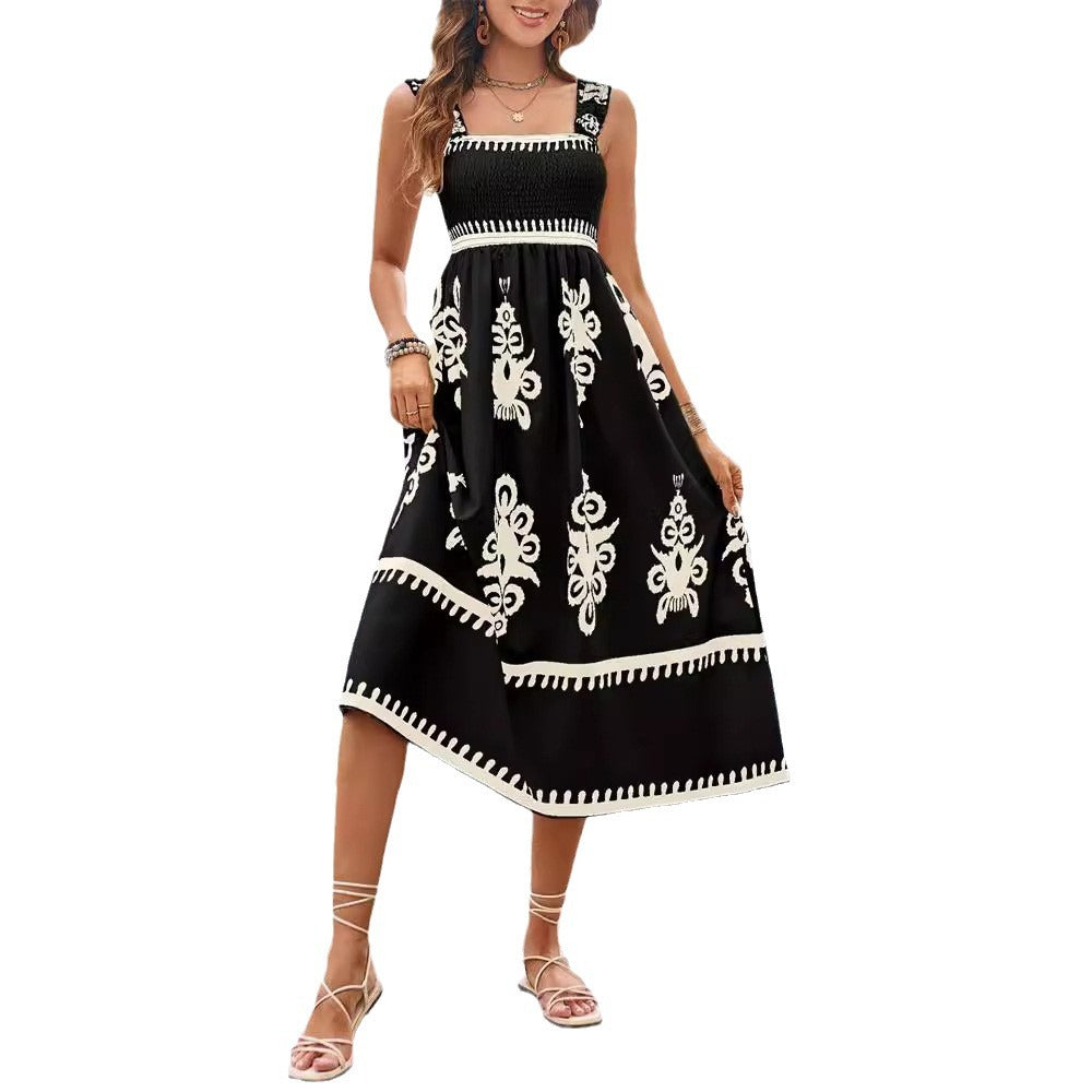 Elegant Commuting Beach Vacation Style Contrasting Print Wrap Dress