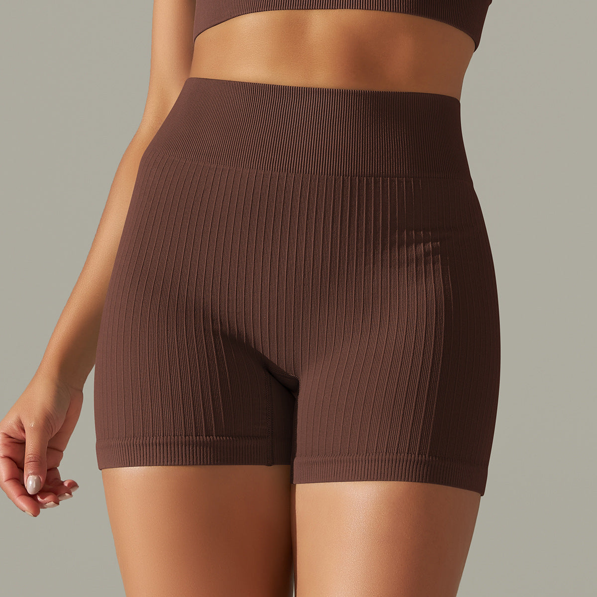 Pantalon de yoga tricoté sans coutures, taille haute, rehaussant les hanches