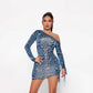 Women's Fashion Drawstring Ruched Tie Long Sleeve Dress