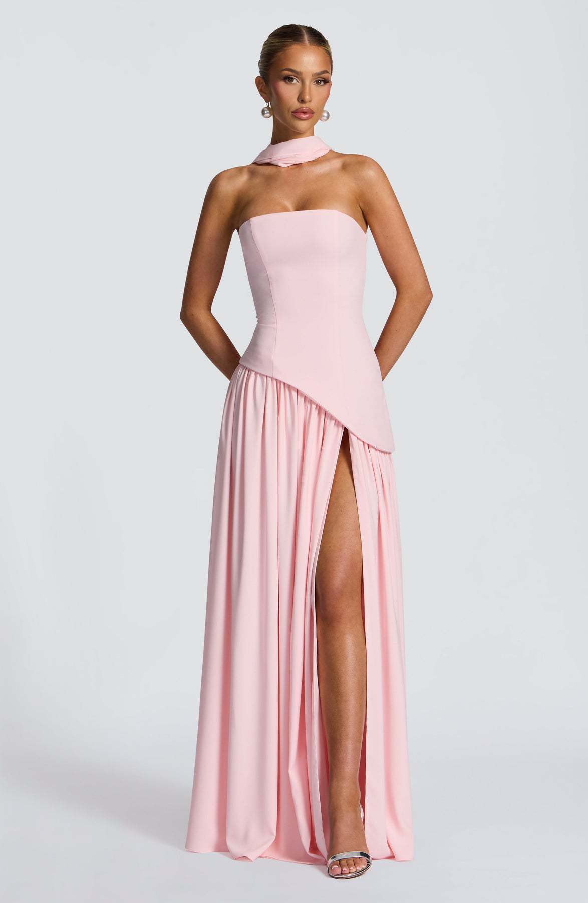 Fashion Backless Tube Top Color Split Dress