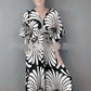 V-neck Printed High Waist Plus Size Women's Jumpsuit