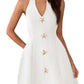 Elegant Halter V-Neck Sleeveless A-Line Mini Womens Short Party Gown