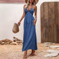 Women's Strap V-neck Dress With A Slit