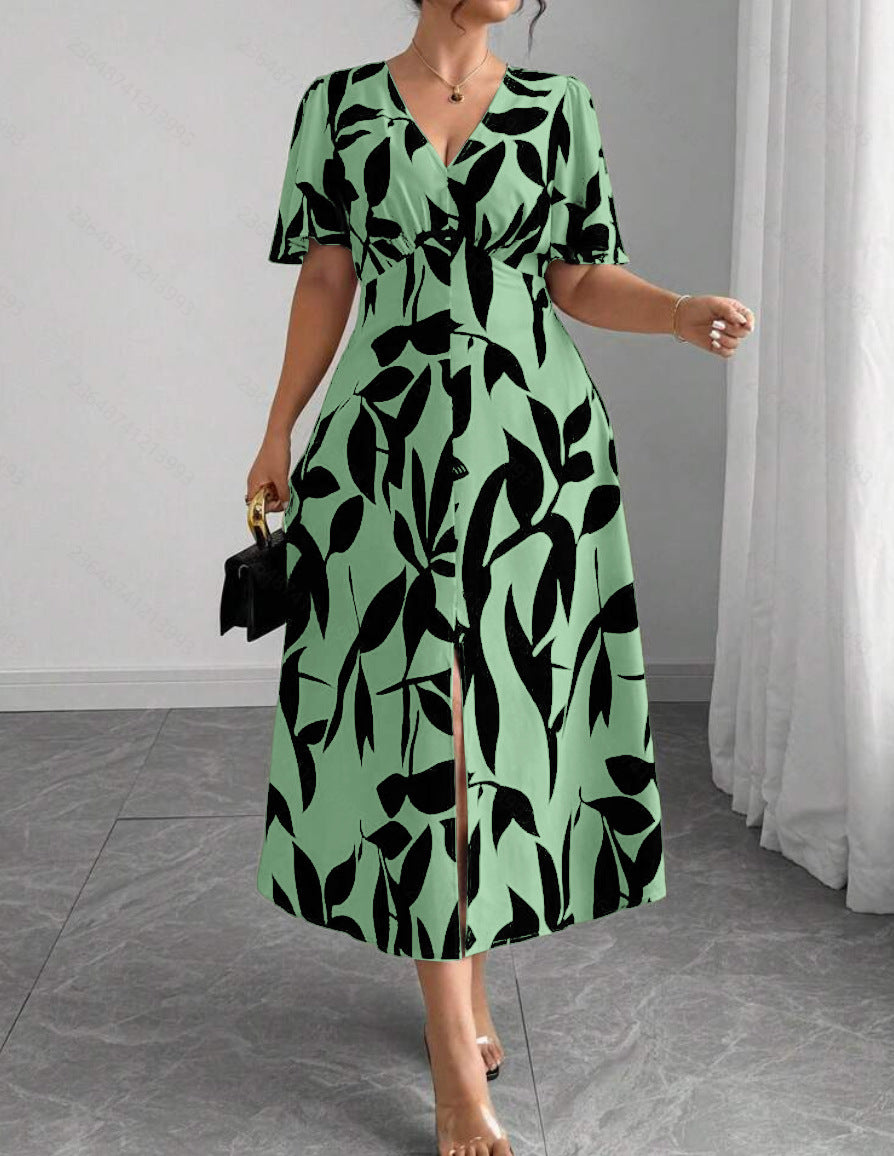Plus-size Elegant V-neck Dress For Women