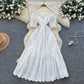 Women's French Retro A-Line Hollow-out Short-Sleeve Dress