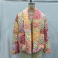 Manteau veste matelassée en coton à imprimé à revers