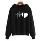 Sweat à capuche à manches longues pour femme, imprimé cœur, style streetwear, printemps-automne