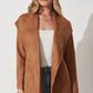 Women's Solid Color Suit Cardigan Large Lapel Suede Long Sleeve Coat