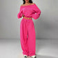 Slim-fit Off-shoulder Crop Top With Casual Pants Set