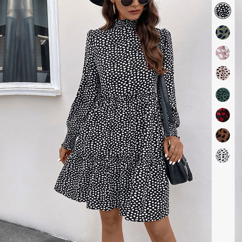 Leopard Print Long Sleeve Dress