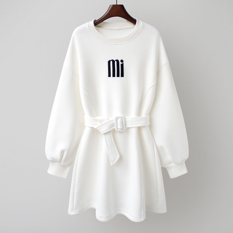 Loose Mid Length Plus Fleece Sweater Dress