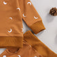 Children's Sun Moon Print Long Sleeve Trousers Romper Suit