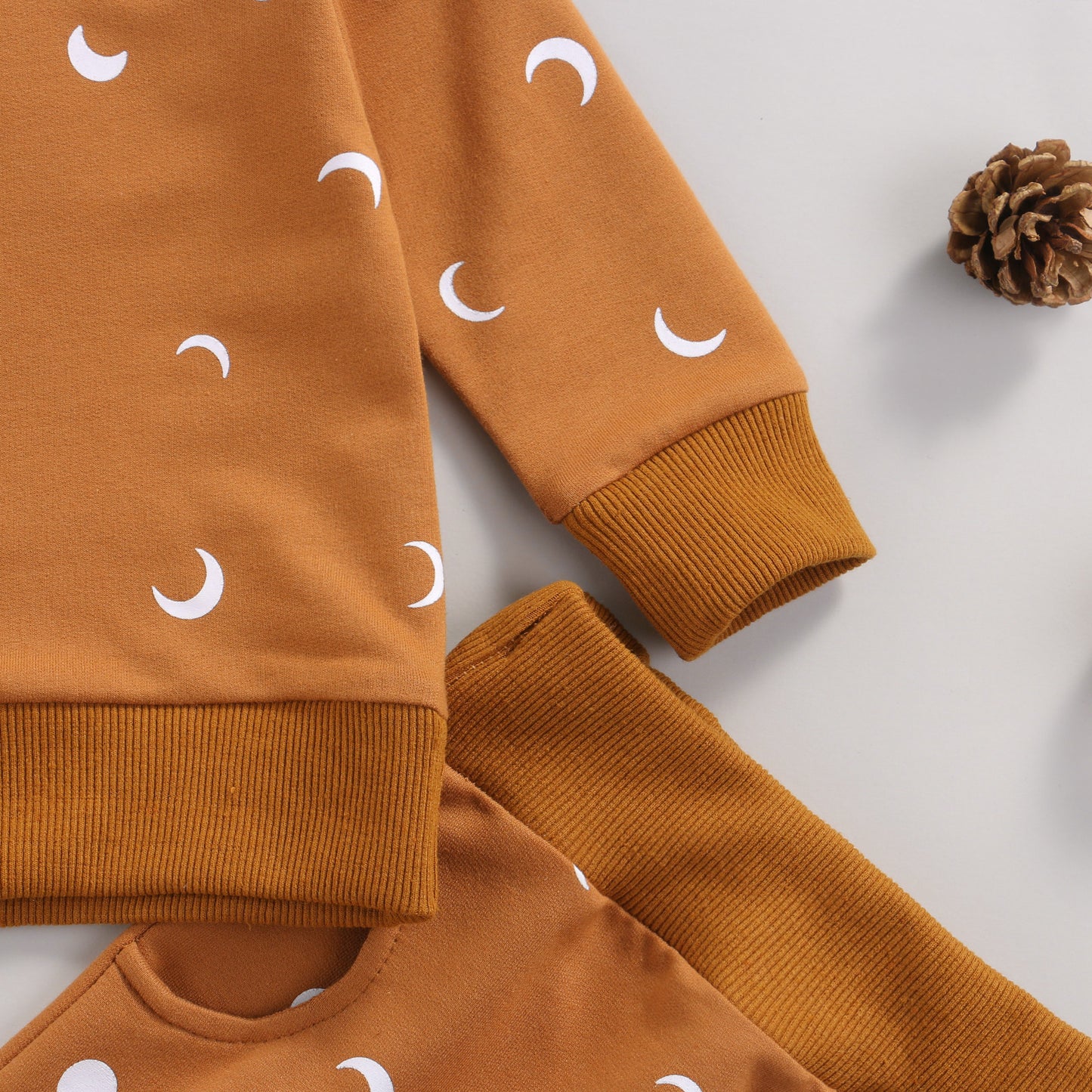 Children's Sun Moon Print Long Sleeve Trousers Romper Suit