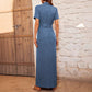 Women's Lapel Dress Cardigan Button Belt Decorated Dress