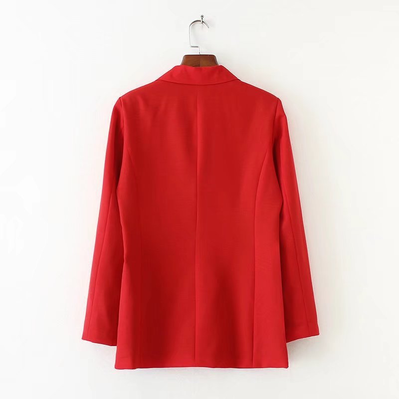 Flap Double-pocket Double-breasted Decorative Long-sleeved Suit Jacket