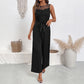 Lace Patchwork Round Neck Sleeveless High Waist Straight Women's Jumpsuit
