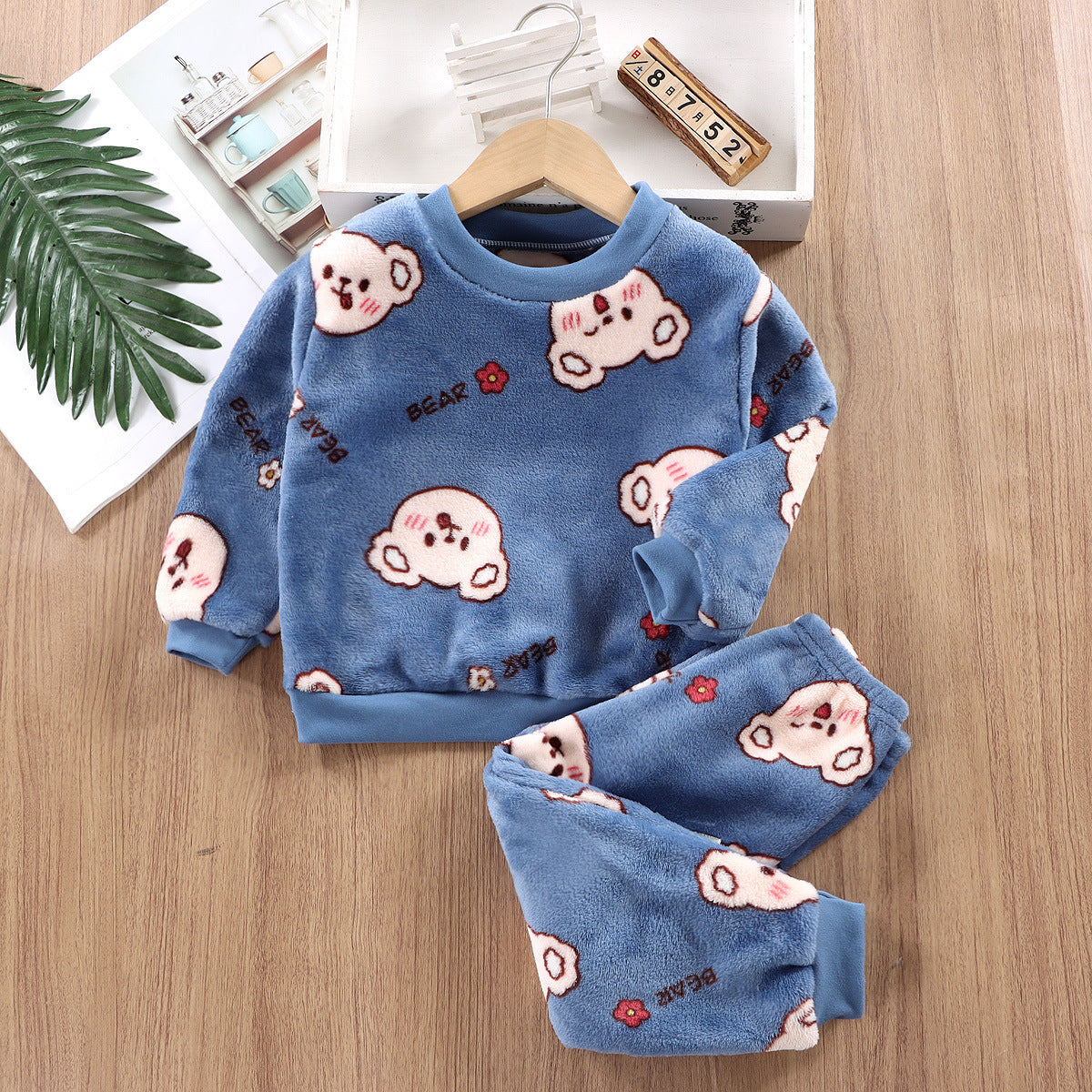 Cotton Padded Thickened Home Wear Autumn Clothes Long Pants Boys And Girls Underwear Suit