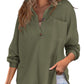 Women's Waffle Knit Loose Long Sleeve Top