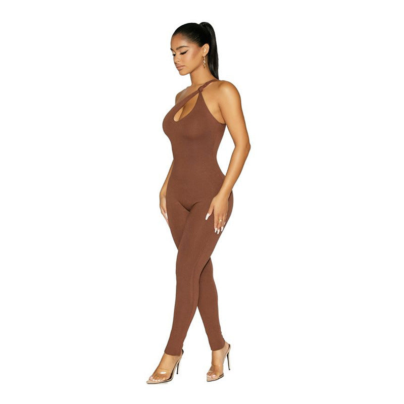 Solid Color Strapless Jumpsuit