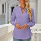 Women's Fashion V-neck Solid Color Hollow Ruffle Sleeve Loose Long Sleeve Top