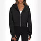 Sweat-shirt à capuche zippé décontracté en polaire, cardigan de sport tendance, hauts courts, vêtements pour femmes
