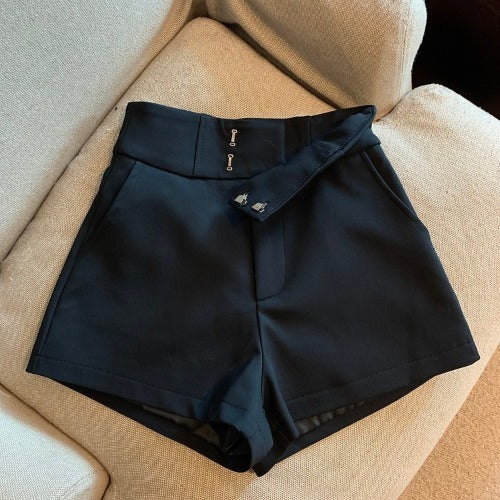 Short de costume taille haute pour femme, coupe trapèze