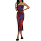 Women's Mesh Printed Double-layer Side Slit Dress