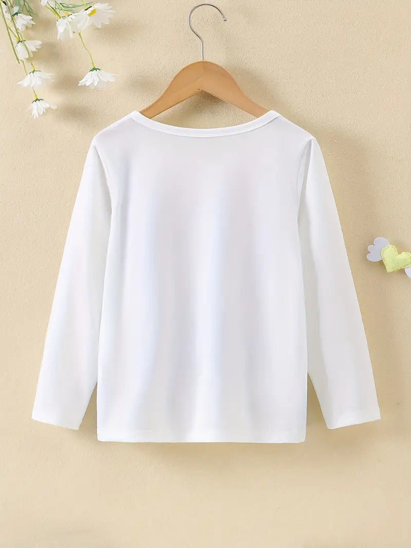 Haut à manches longues pour petite fille, motif chaton mignon, cadeau pour enfants, fête