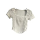 T-shirt court taille haute pour femme, haut court et sexy, moulant, à manches courtes et ourlet incurvé, été
