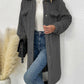 Manteau en laine à manches longues et revers en peluche pour femme