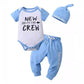 New Children's Summer Clothing Letter Printing Blue And White