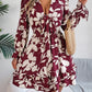 Women's Casual Flower Half Sleeve Ruffled A-line Dress