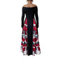 Off-shoulder Contrast-color Patchwork Long-sleeve Elegant Figure-flattering Dress