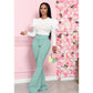 Costume pantalon à pattes d'éléphant tissé de couleur unie