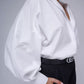 Retro Elegant Bubble Sleeve V-neck Top Shirt Casual Blouse Women