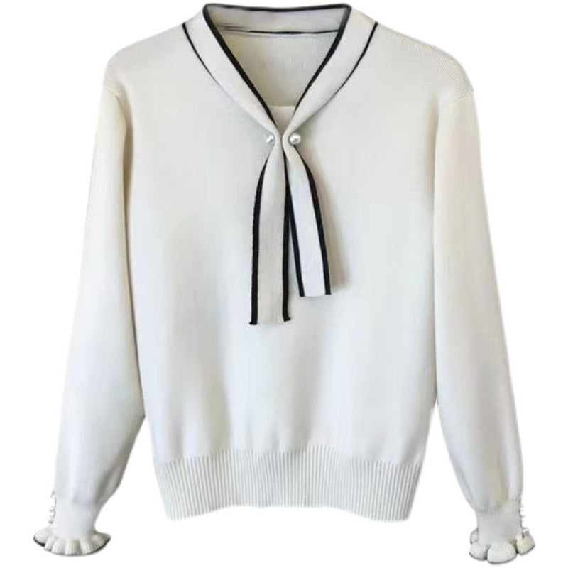Thin Bottoming Shirt Gentle Lady's Bow Tie