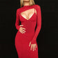 Fashion Solid Color Long-sleeved Slim Fit Hip Dress