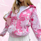 New Women's Personality Sweet Student Zipper Print Hooded Sweater