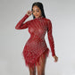 Robe sexy en maille à pompons