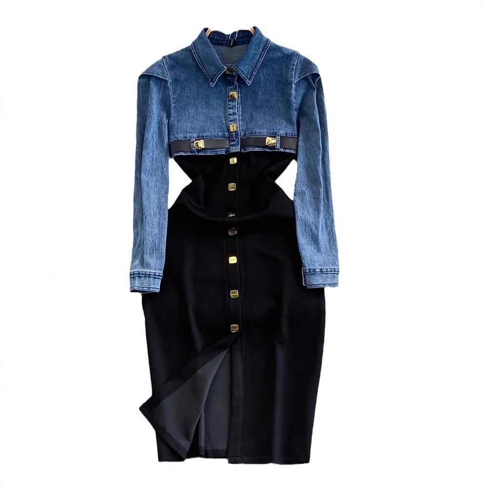 Women's Mid-length Single-breasted Sheath Jumpsuit