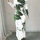 Womens Printed Slim-Fit Long-Sleeve Dress