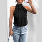 Elegant Style Three-dimensional Flower Half Turtleneck Halter Jumpsuit