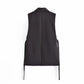 Style Lapel Sleeveless One Button Design Lace Up Vest Coat