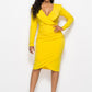 V-neck Ruffled Long-sleeve Hip Dress Women Girl Fashion