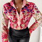 Women's Fashion Casual Polo Collar Button Printed Shirt