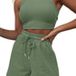Sleeveless Waffle Suit Solid Color Vest Fashion Casual Shorts