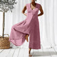 Combinaison ample longue sans manches à col en V pour femme